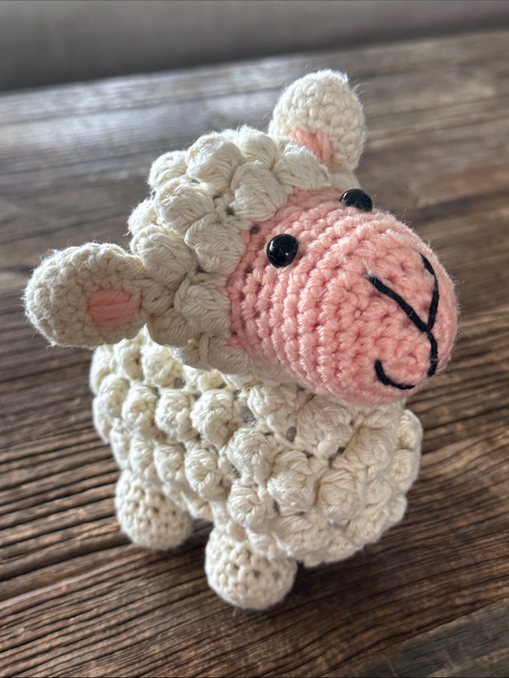 Handmade Crochet Lamb Plush - Cream & Blush Pink